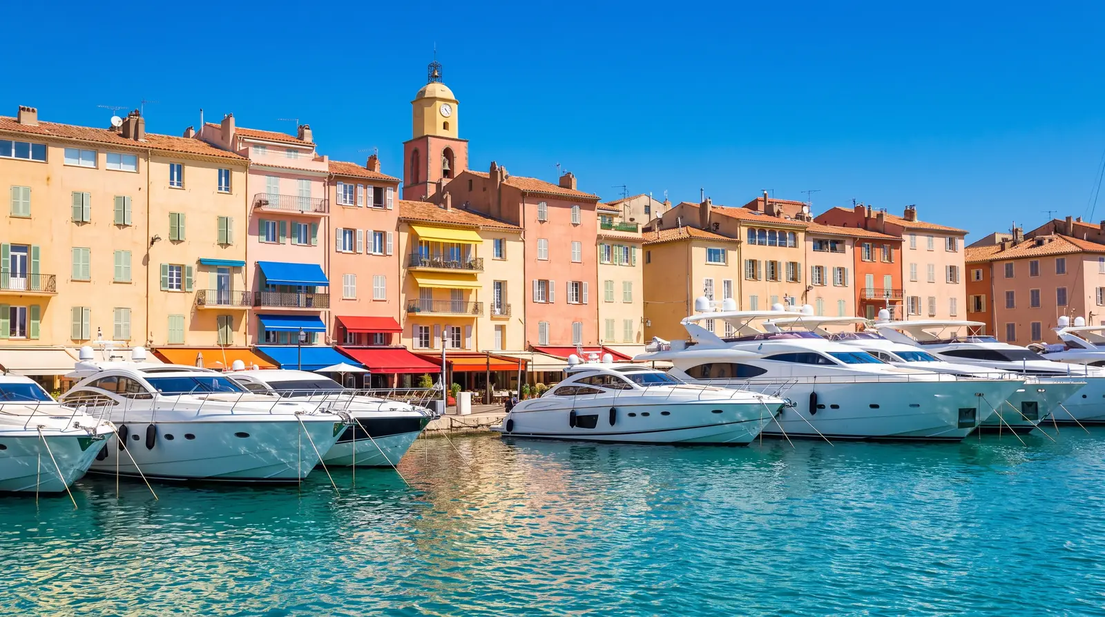 Saint-Tropez seen from the water.